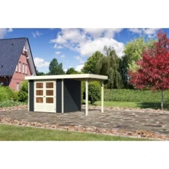 Karibu Gartenhaus Boras 3 Anthrazit 387 Cm X 217 Cm Mit Anbaudach