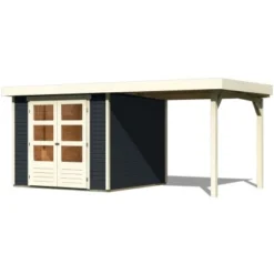 Karibu Gartenhaus Boras 3,5 Anthrazit 462 Cm X 246 Cm Mit Anbaudach -Vitavia Verkäufe 4010090489124 3739 3