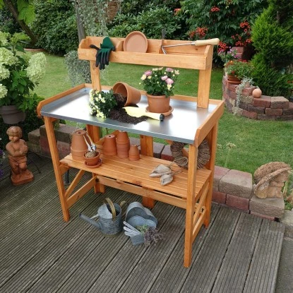 Pflanztisch Klappbar Mit Ablage 97 Cm X 45 Cm X 128 Cm 2 Pflanztisch Klappbar Mit Ablage 97 Cm X 45 Cm X 128 Cm – Bild 2