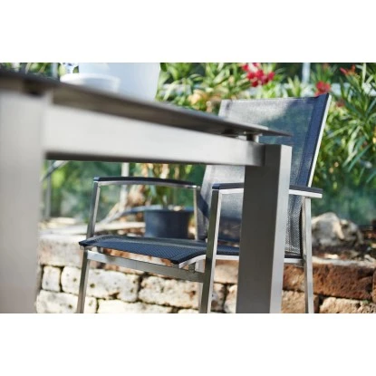 Acamp Set 4x Stapelsessel Auris Tisch Auris 200x100 Cm Edelstahl-Metalica Dark 7 Acamp Set 4x Stapelsessel Auris Tisch Auris 200x100 Cm Edelstahl-Metalica Dark – Bild 7