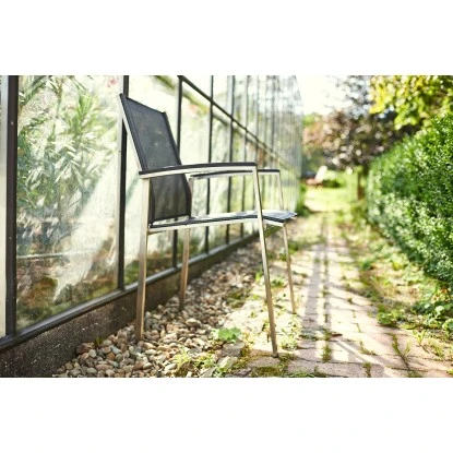 Acamp Set 4x Stapelsessel Auris Tisch Auris 200x100 Cm Edelstahl-Metalica Dark 9 Acamp Set 4x Stapelsessel Auris Tisch Auris 200x100 Cm Edelstahl-Metalica Dark – Bild 9