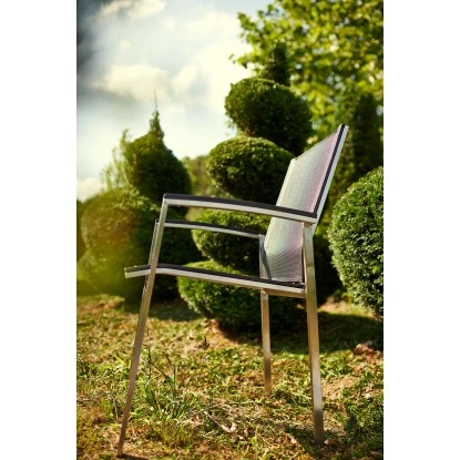 Acamp Set 4x Stapelsessel Auris Tisch Auris 200x100 Cm Edelstahl-Metalica Dark 10 Acamp Set 4x Stapelsessel Auris Tisch Auris 200x100 Cm Edelstahl-Metalica Dark – Bild 10