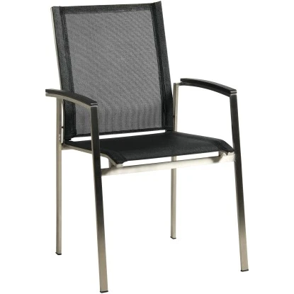 Acamp Set 4x Stapelsessel Auris Tisch Auris 200x100 Cm Edelstahl-Metalica Dark 2 Acamp Set 4x Stapelsessel Auris Tisch Auris 200x100 Cm Edelstahl-Metalica Dark – Bild 2