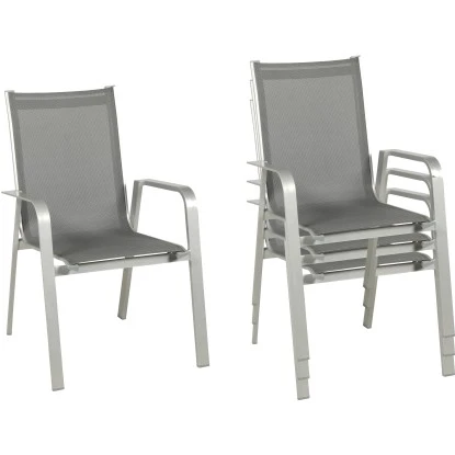 Acamp Set 4x Stapelsessel Urban 1x Tisch Acaplan Loft 160x90 Cm Platin-Schiefer 4 Acamp Set 4x Stapelsessel Urban 1x Tisch Acaplan Loft 160x90 Cm Platin-Schiefer – Bild 4