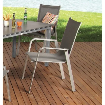 Acamp Set 4x Stapelsessel Urban 1x Tisch Acaplan Loft 160x90 Cm Platin-Schiefer 5 Acamp Set 4x Stapelsessel Urban 1x Tisch Acaplan Loft 160x90 Cm Platin-Schiefer – Bild 5