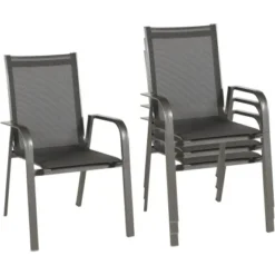 Acamp Set 4x Stapelsessel Urban Tisch Acaplan Loft 160x90 Cm Anthrazit-Schiefer -Vitavia Verkäufe 4013556500548 3654 20