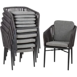 Acamp Set 4x Stapelsessel Manhattan 1x Tisch Boulevard 120 Cm X 80 Cm Anthrazit -Vitavia Verkäufe 4013556501019 3998 04