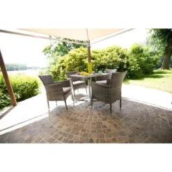 Acamp Set 4x Stapelsessel Cesar 1x Tisch Acaplan 80 Cm X 80 Cm Grau-Cemento -Vitavia Verkäufe 4013556501309 4148 06