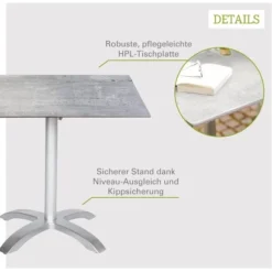 Acamp Set 4x Stapelsessel Cesar 1x Tisch Acaplan 80 Cm X 80 Cm Grau-Cemento -Vitavia Verkäufe 4013556501309 4155 13