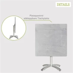 Acamp Set 4x Stapelsessel Cesar 1x Tisch Acaplan 80 Cm X 80 Cm Grau-Cemento -Vitavia Verkäufe 4013556501309 4156 14