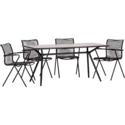 Acamp Set 4x Stapelsessel Alpha Rope 1x Glastisch Alpha Anthrazit-Cemento