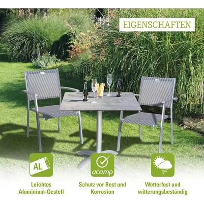 Acamp HPL Tisch Acaplan 80 Cm X 80 Cm Platin-Cemento 3 Acamp HPL Tisch Acaplan 80 Cm X 80 Cm Platin-Cemento – Bild 3