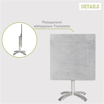 Acamp HPL Tisch Acaplan 80 Cm X 80 Cm Platin-Cemento 4 Acamp HPL Tisch Acaplan 80 Cm X 80 Cm Platin-Cemento – Bild 4