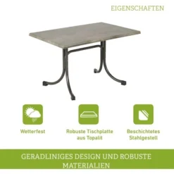 Acamp Tisch Boulevard 120 Cm X 80 Cm Anthrazit-Cemento -Vitavia Verkäufe 4013556566391 4545 04