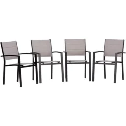 Acamp Set 4x Stapelsessel Alberto 55 Cm X 56 Cm X 88 Cm Schwarz-SilberGrau