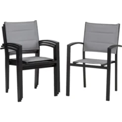 Acamp Set 4x Stapelsessel Alberto 55 Cm X 56 Cm X 88 Cm Schwarz-SilberGrau -Vitavia Verkäufe 4013556570367 4826 07