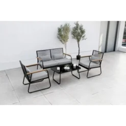 Acamp Loungegruppe Paxos Schwarz-Teak -Vitavia Verkäufe 4013556574594 4932 02