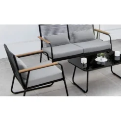 Acamp Loungegruppe Paxos Schwarz-Teak -Vitavia Verkäufe 4013556574594 4935 05