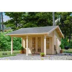 Skan Holz Freizeithaus Luzern 380 Cm X 300 Cm Mit Lattung Natur -Vitavia Verkäufe 4018211610785 2622 AB 1