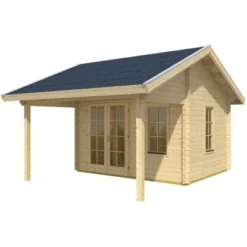 Skan Holz Freizeithaus Calgary 380 Cm X 300 Cm Mit Lattung Natur
