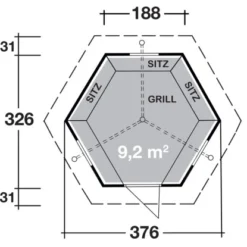 Wolff Finnhaus Grillkota 9 De Luxe DS Rot B X T: 376 Cm X 330 Cm -Vitavia Verkäufe 4038868028429 4276 3
