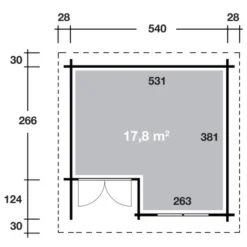 Wolff Finnhaus Holz-Gartenhaus Cordoba 44-B Modern 540 Cm X 390 Cm -Vitavia Verkäufe 4038868031573 4276 3