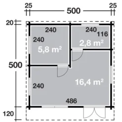 Wolff Finnhaus Holz-Gartenhaus Lappland 70-A B X T: 500 Cm X 500 Cm -Vitavia Verkäufe 4038868032600 4276 3