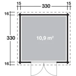 Wolff FinnhausHolz-Gartenhaus Paris C B X T: 330 Cm X 330 Cm -Vitavia Verkäufe 4038868034147 4276 3