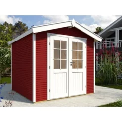 W. Finnhaus Holz-Gartenhaus Klassik 2424 Softline Schw.-Rot BxT: 241 Cm X 235 Cm