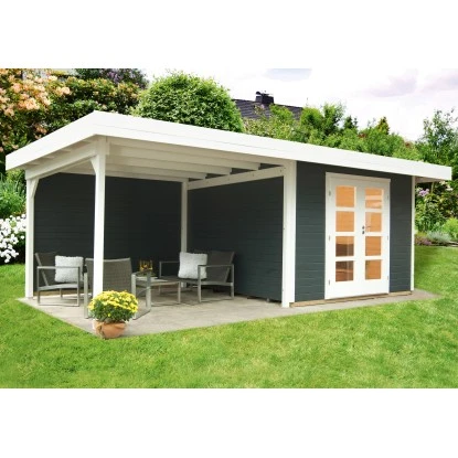 W. Finnhaus Holz-Gartenhaus Relax Lounge B Grau BxT 590 X 241 Dav. 295 Cm Anbau 1 W. Finnhaus Holz-Gartenhaus Relax Lounge B Grau BxT 590 X 241 Dav. 295 Cm Anbau