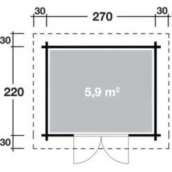 Wolff Finnhaus Holz-Gartenhaus Bornholm 40-A Typ 1 270 Cm X 220 Cm -Vitavia Verkäufe 4038868035816 4276 3