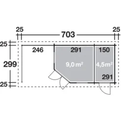 Wolff Finnhaus Holz-Gartenhaus Maja 40-B BxT 703 X 299 Cm Dav. 250 Cm Terrasse -Vitavia Verkäufe 4038868037872 4276 3
