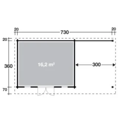 W. Finnhaus Holz-Gartenhaus Trondheim 70-DBxT 730x360 Dav. 280 Cm Anbau Rechts -Vitavia Verkäufe 4038868039524 4276 3