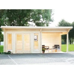 W. Finnhaus Holz-Gartenhaus Trondheim 70-DBxT 730x360 Dav. 280 Cm Anbau Links