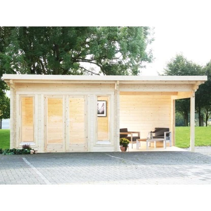W. Finnhaus Holz-Gartenhaus Trondheim 70-DBxT 730x360 Dav. 280 Cm Anbau Links 1 W. Finnhaus Holz-Gartenhaus Trondheim 70-DBxT 730x360 Dav. 280 Cm Anbau Links