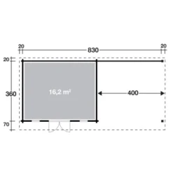 W. Finnhaus Holz-Gartenhaus Trondheim 70-DBxT 830x360 Dav. 380 Cm Anbau Rechts -Vitavia Verkäufe 4038868039548 4276 3