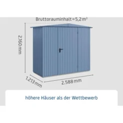 Ecostar Gerätehaus Trend Mit Satteldach Typ 1 RAL5014 Taubenblau Einzeltür -Vitavia Verkäufe 4042533294354 4860 003