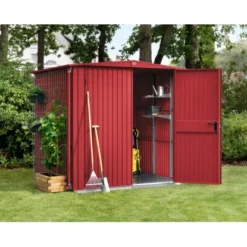 Ecostar Gerätehaus Trend Mit Satteldach Typ 2 RAL3004 Purpurrot Doppeltür -Vitavia Verkäufe 4042533294620 4860 001B