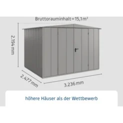 Ecostar Gerätehaus Elegant Mit Satteldach Typ 3 RAL9007 Graualuminium Doppeltür 5 Ecostar Gerätehaus Elegant Mit Satteldach Typ 3 RAL9007 Graualuminium Doppeltür -Vitavia Verkäufe 4042533295528 4860 003