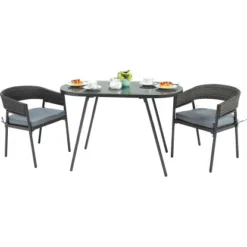 Balkonmöbel-Set Destin 3-teilig Stahl Grau -Vitavia Verkäufe 4048124969212 s05 040817