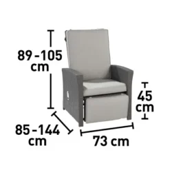 Lounge-Relaxsessel Vermont Verstellb. Rückenlehne Polyrattan Deep Water Concrete -Vitavia Verkäufe 4048124975879 VM01 290920