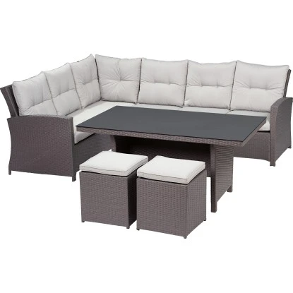 Lounge-Set Mit Esstisch Vermont 5-teilig Polyrattan Links Deep Water Concrete 1 Lounge-Set Mit Esstisch Vermont 5-teilig Polyrattan Links Deep Water Concrete