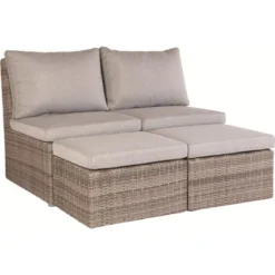 Lounge-Set Zalma 3-teilig Aus Polyrattan Sand