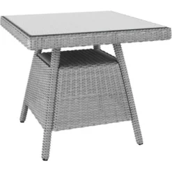 Lounge-Set Mit Esstisch Madison 4-teilig Aus Polyrattan Weiß-Grau -Vitavia Verkäufe 4048124992548 S05 080819