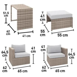 Balkonmöbel-Set Olea Mini 5-teilig Polyrattan Hellgrau -Vitavia Verkäufe 4048124995341 VM 01