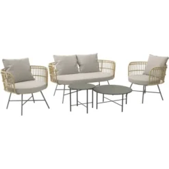 Lounge-Set Hillston 5-teilig Polyrattan Natur -Vitavia Verkäufe 4048126607372 S01160820