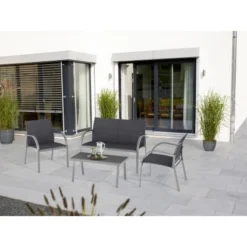 Lounge-Set Torreon 4-teilig Textilbespannung Anthrazit -Vitavia Verkäufe 4048126608126 AB01 120121