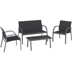 Lounge-Set Torreon 4-teilig Textilbespannung Anthrazit