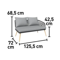 Eck-Lounge-Set Edna 3-teilig Seil-Bespannung Anthrazit -Vitavia Verkäufe 4048126613984 VM02 210920