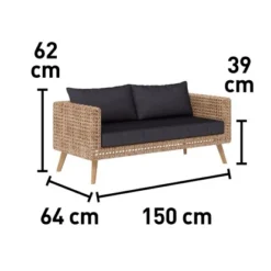 Lounge-Set Junee 4-teilig Polyrattan Natur -Vitavia Verkäufe 4048126615315 VM01 051020